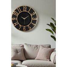Usin Hediyelik Dekoratif Gold Rakamlı Yuvarlak Salon Büro Iş Yeri Mutfak Duvar Saati 33*33 cm