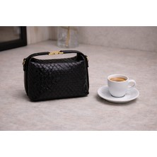 Lorevie Kadın Örgü Dokulu Gold Kilit Detaylı El ve Omuz Çantası