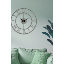 Usin Hediyelik Dekoratif Yuvarlak Krom Kapaksız Roma Rakamlı Salon Büro Ofis Mutfak Duvar Saati 38*38 cm