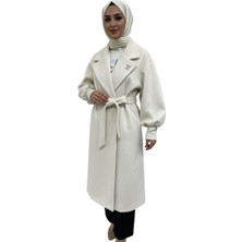 Aynaz Kadın Kemerli Uzun Kaşe Kaban | Şık & Tesettür Uyumlu