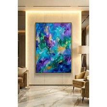 Wallivo Sonsuz Mavi Mor Rüyaların Akışı Siyah Metal Çerçeveli Kanvas Tablo