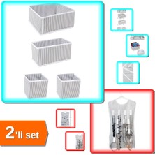 Hereveoyuncak 4 Adet Çekmece Düzenleme Kutu Organizer + Elbise Şeklinde Takı Mücevher Düzenleyici - 2li Set G7A3K5