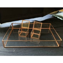 Güven Cam Söz Nişan Tepsisi Çift Yüzük Kare Kutulu