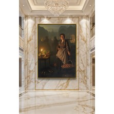 Wallivo Petrus Van Schendel Gece Pazarı Meyve Satıcısı Bronz Metal Çerçeveli Kanvas Tablo