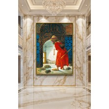 Wallivo Osman Hamdi Bey Kaplumbağa Terbiyecisi Gümüş Metal Çerçeveli Kanvas Tablo