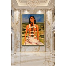 Wallivo Frida Kahlo Kırık Sütun Gold Metal Çerçeveli Kanvas Tablo