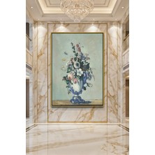 Wallivo Paul Cezanne Çiçek Vazosu Natürmort Gold Metal Çerçeveli Kanvas Tablo