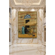 Wallivo Osman Hamdi Bey Kapalıçarşı Önünde Sohbet Bronz Metal Çerçeveli Kanvas Tablo