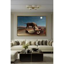 Wallivo Henri Rousseau Uyuyan Çingene Naif Sanat Bronz Metal Çerçeveli Kanvas Tablo