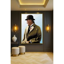 Wallivo Mustafa Kemal Atatürk Portra- Model 13 Bronz Metal Çerçeveli Kanvas Tablo