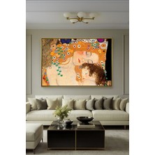 Wallivo Gustav Klimt'in Şefkat Dolu Kadının Üç Çağı (Anne ve Çocuk) Gold Metal Çerçeveli Kanvas Tablo