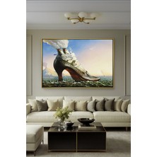 Wallivo Jacek Yerka Eruption (Ayakkabı Gemi) Sürrealist Siyah Metal Çerçeveli Kanvas Tablo