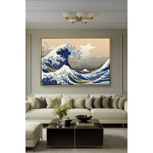 Wallivo Katsushika Hokusai Kanagawa Dalgası Ukiyo-E Ando Bronz Metal Çerçeveli Kanvas Tablo