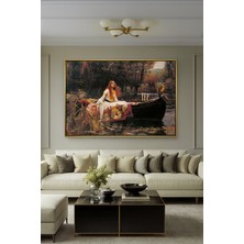 Wallivo John William Waterhouse'un Romantik Shalott Leydisi Prerafaelit Gümüş Metal Çerçeveli Kanvas Tablo