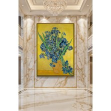 Wallivo Vincent Van Gogh Irisler Natürmort Gold Metal Çerçeveli Kanvas Tablo