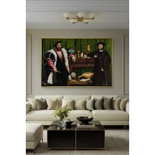 Wallivo Genç Hans Holbein'in Elçiler (The Ambassadors) Kuzey Rönesansı Gümüş Metal Çerçeveli Kanvas Tablo