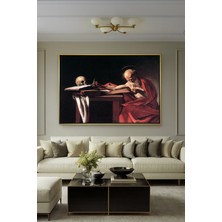 Wallivo Caravaggio Yazan Aziz Jerome Chiaroscuro Barok Gümüş Metal Çerçeveli Kanvas Tablo