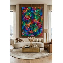 Wallivo Bulanık Fırçalarla Karışmış Canlı Renkler Cümbüşü Kanvas Tablo