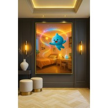 Wallivo Sihirli Minion Çocuk Gold Metal Çerçeveli Kanvas Tablo