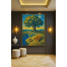 Wallivo Van Gogh Temalı Orman Gümüş Metal Çerçeveli Kanvas Tablo