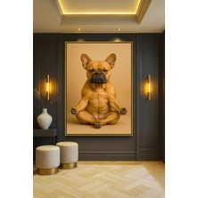 Wallivo Yoga Yapan Köpek Model 2 Bronz Metal Çerçeveli Kanvas Tablo