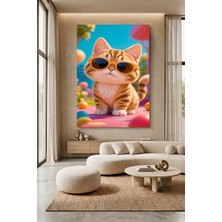 Wallivo Gözlüklü Pelüş Turuncu Kedi Evcil Hayvan Temalı Kanvas Tablo