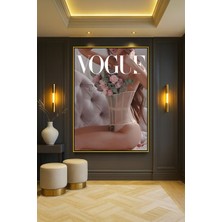 Wallivo Vogue Sanat Serisi - Model Kadın Estetik Gold Metal Çerçeveli Kanvas Tablo