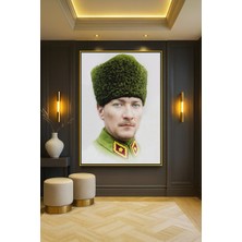 Wallivo Mustafa Kemal Atatürk Portre - Model 1 Gümüş Metal Çerçeveli Kanvas Tablo