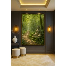 Wallivo Ormanda Buda Temalı Gold Metal Çerçeveli Kanvas Tablo