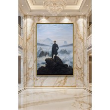 Wallivo Caspar David Friedrich Sis Denizinde Yolcu Gümüş Metal Çerçeveli Kanvas Tablo