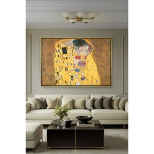 Wallivo Gustav Klimt'in Altın Dönem Öpücük (The Kiss) Art Nouveau Gold Metal Çerçeveli Kanvas Tablo