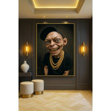 Wallivo Psiko Gollum Gold Metal Çerçeveli Kanvas Tablo