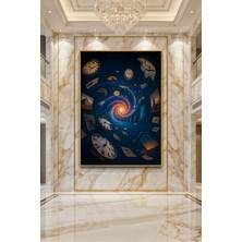 Wallivo Zamanın Girdabı ve Belleğin Parçaları Modern Felsefi Sürrealist Gold Metal Çerçeveli Kanvas Tablo