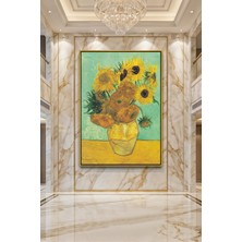 Wallivo Vincent Van Gogh Ayçiçekleri Vazoda Natürmort Gold Metal Çerçeveli Kanvas Tablo