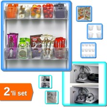 Hereveoyuncak 6 Adet Buzdolabı Içi Mini Düzenleyici Kutu + 6 Bölmeli Tencere Kapak Rafı - 2li Set J6H3A3