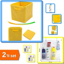 Hereveoyuncak Çok Amaçlı Dolap Içi Düzenleyici Kutu Sarı + 8 Cepli Askılı Mutfak Banyo Düzenleyici - 2li Set W9M5N