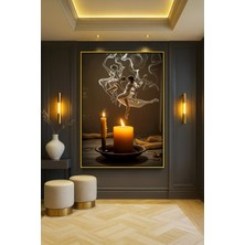 Wallivo Yanan Mumların Dumanıyla Dans Eden Kadınlar Gold Metal Çerçeveli Kanvas Tablo