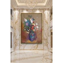 Wallivo Odilon Redon Vazo Içinde Çiçekler Natürmort Gümüş Metal Çerçeveli Kanvas Tablo