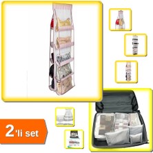 Hereveoyuncak 10 Bölmeli Çanta Organizer Pembe Çizgili + 6 Parça Anne Bebek Hastane Çantası Düzenleyici - 2li Set