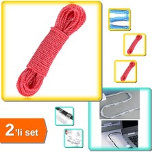 Hereveoyuncak Çamaşır Ipi 20 Metre + Kablo Düzenleyici Yapışkanlı Sabitleyici Klipsler 20 Adet - 2li Set W6D7X0