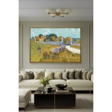 Wallivo Vincent Van Gogh'un Provence'taki Çiftlik Evi Post-Empresyonist Gümüş Metal Çerçeveli Kanvas Tablo
