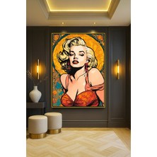Wallivo Pop Art Tarzı Marilyn Monroe - Ikonik Kadın Portresi Gold Metal Çerçeveli Kanvas Tablo
