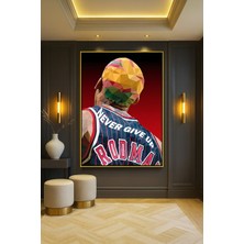 Wallivo Dennis Rodman "never Give Up" - Asla Pes Etme Spor Gümüş Metal Çerçeveli Kanvas Tablo
