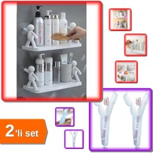 Hereveoyuncak 2 Adet Özel Kendinden Yapışkanlı Raf Baharatlık + 2 Adet Diş Fırça Kutusu Kapaklı - 2li Set U4L7C6