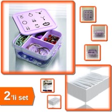 Hereveoyuncak Takı Dikiş Kutusu Saklama Kabı + 8 Bölmeli Xl Pratik Çekmece Organizer - 2li Set U4T6E1