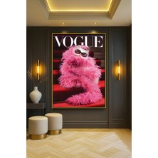 Wallivo Gözlüklü Kedi Vogue Kapağı - Komik ve Şık Evcil Hayvan Gold Metal Çerçeveli Kanvas Tablo