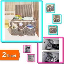 Hereveoyuncak 5 Bölmeli Bebek Beşik Başucu Düzenleyici Kapaklı + 6 Bölmeli Tencere Kapak Rafı - 2li Set D6G7T8