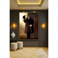 Wallivo Atatürk Şapkasını Çıkarırken - Selamlama Anı Tarihi Gold Metal Çerçeveli Kanvas Tablo
