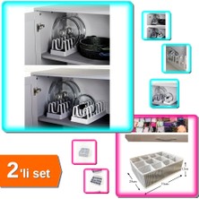 Hereveoyuncak 6 Bölmeli Tencere Kapak Rafı Organizeri + Pratik Çekmece Düzenleyici Organizer - 2li Set M0A3B5