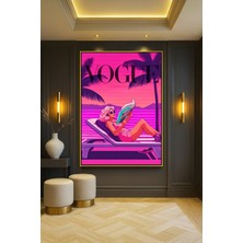 Wallivo Retrowave Vogue - Pop Art Okuma Keyfi ve Güzellik Bronz Metal Çerçeveli Kanvas Tablo